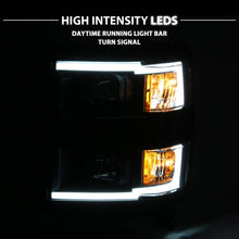 AmeriLite Black Projector Dual LED DRL Bar Headlights Pair for 2014-2015 Chevy Silverado 1500 - Driver and Passenger Side