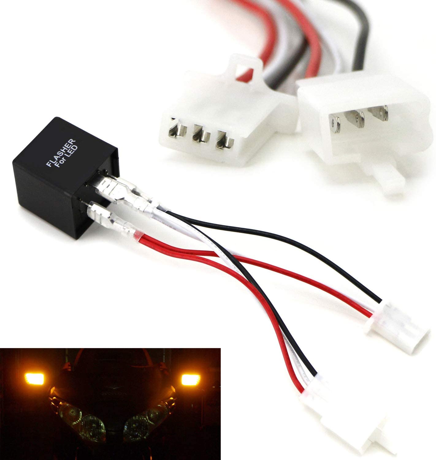iJDMTOY GL88T1 Electronic LED Flasher w/Wiring Adapter Kit Compatible With Honda Gold Wing GL1800 F6B Bike Fix LED Turn Signal Bulbs Hyper Flash Issue
