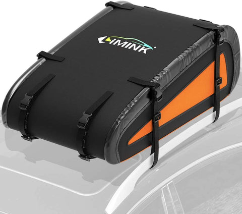 LIMINK Car Roof Bag Rooftop Cargo Carrier with 8 Heavy Duty Straps & Protective Mat Soft Shell Oxford Cloth PVC Luggage Storage Bag for Any Vehicle with Roof Racks