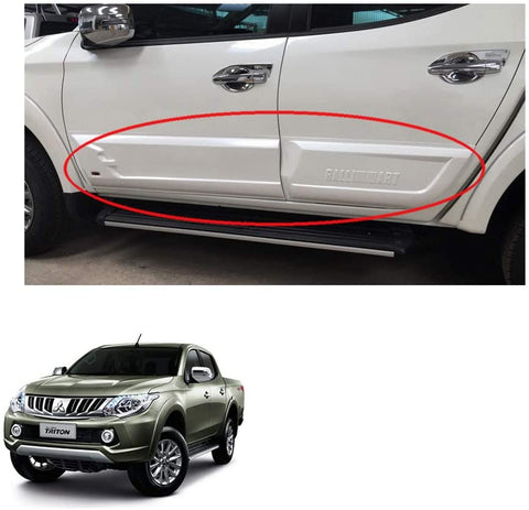 Powerwarauto Set Side Body Cladding Trim Guards for Mitsubishi L200 Triton Plus 4Dr 4X4 Medium White