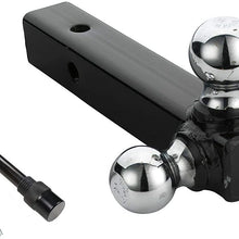 AC-DK Tow Hitch Set- 2" Trailer Hitch Receiver with Tow Hook and 1-7/8'' Hitch Ball 2'' Hitch Ball 2-5/16'' Hitch Ball 5/8'' Hitch Lock Pin with 3 Keys for Hithc Towing !