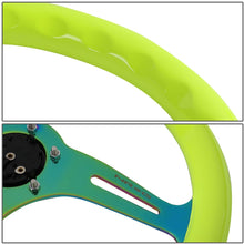 NRG Innovations ST-015MC-NYW 350mm Neo Chrome Spoke Neon Yellow Wood Grain Steering Wheel