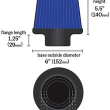 K&N Universal Clamp-On Air Filter: High Performance, Premium, Washable, Replacement Filter: Flange Diameter: 4 In, Filter Height: 5.5 In, Flange Length: 1.125 In, Shape: Round Tapered, RG-1001BL