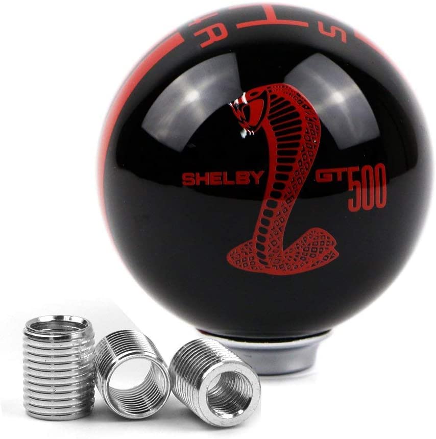 Dreamseek for Ford Mustang Car Gear Shift Knob 5 Speed Cobra Logo Manual Handle Ball (Blue)