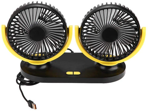 Acouto Car Fan Air USB Car Fan Portable Air Conditioner Auto Cooler Ventilation 12V, Dual Head (Black)