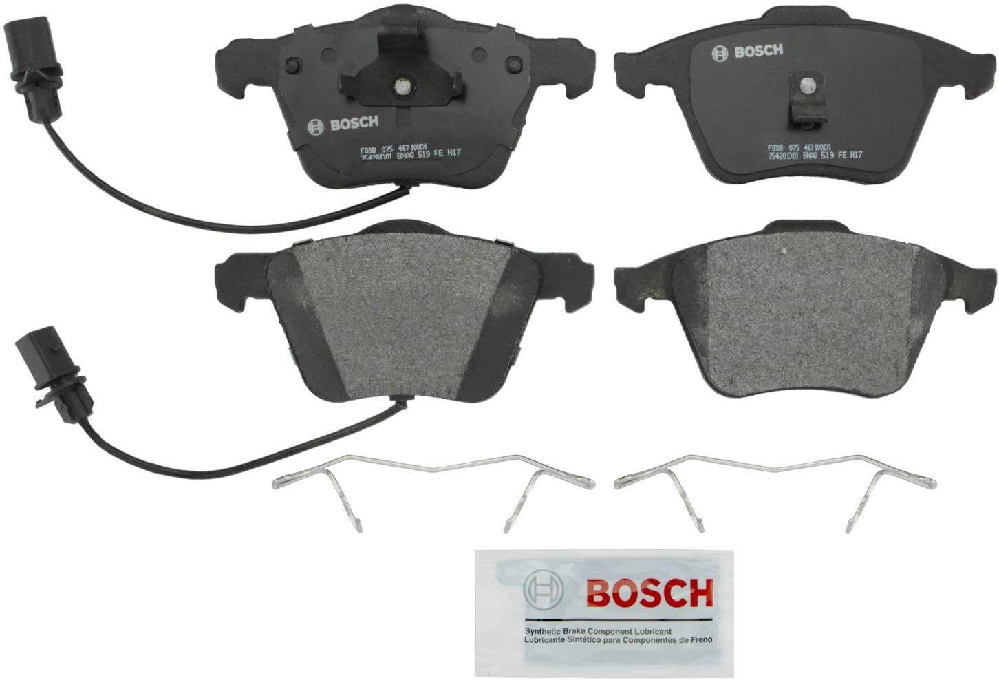 Bosch BP915 QuietCast Premium Semi-Metallic Disc Brake Pad Set For Select Audi A6 Quattro, Allroad Quattro, S6; Mazda 3; Saab 9-3, 9-3X; Volkswagen CC; Volvo S40, V50; Front