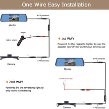 LeeKooLuu Reverse/Rear View Camera and Mirror Monitor Kit Only Wire Single Power Rear View/Full time View Optional for Car Truck with 7 LED Night Vision Waterproof Grid Lines