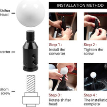 White Round Ball Gear Shift Knobs, Universal Automatic Manual Weighted Shifter Knob + Aluminum Adapter, Stick Shift Knob Head Cover Handle Ball with Adapter 12x1.25mm Fit Most Vehicles (White)
