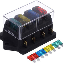 1pcs 4 Way Fuse Box DC 12V 24V 40A Circuit Car Trailer Auto Blade Fuse Box Block Holder ATC ATO Fuse Holder with 4 Fuse
