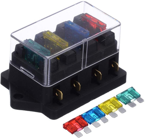 1pcs 4 Way Fuse Box DC 12V 24V 40A Circuit Car Trailer Auto Blade Fuse Box Block Holder ATC ATO Fuse Holder with 4 Fuse
