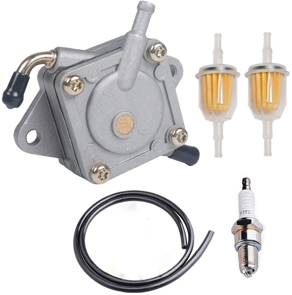 HIFROM Replacement Club Car Fuel Pump Cart Fuel Filter Spark Plug with 2-Feet Fuel Line Replacement for Gas Golf DS Precedent from 1984 to Present 290FE 350FE Kawasaki Engine 1014523