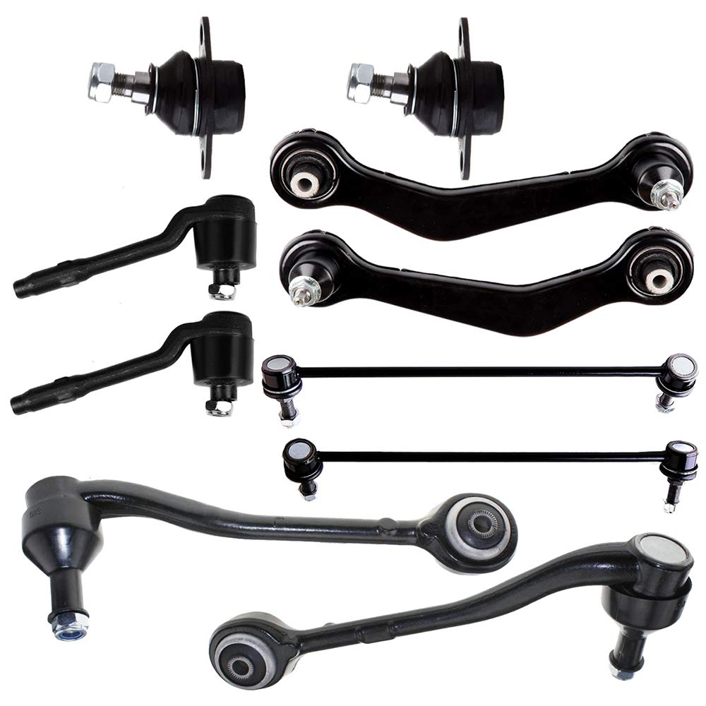 OCPTY - New 10-Piece fit for 2000-2003 BMW X5-2 Front Lower 2 Upper Control Arm and Ball Joint Assembly 2 Lower Ball Joint 2 Sway Bar 2 Outer Tie Rod End Link