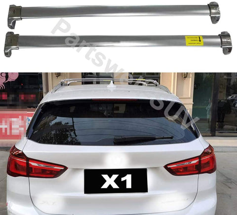 YiXi-Partswell 2Pcs Roof Rack Cross Bars Crossbar Baggage Luggage Rack Stainless Steel Fit for BMW X1 F48 2016-2021 - Silver