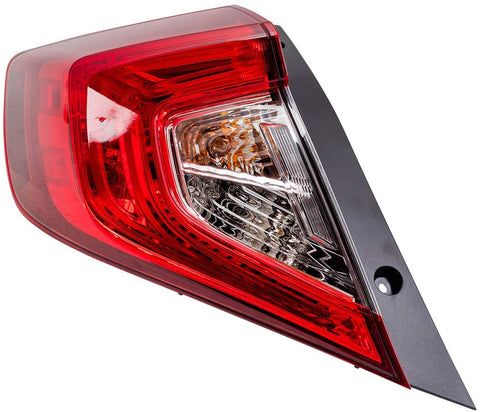 Brock Replacement Drivers Tail Light Quarter Panel Mounted Tail Lamp Compatible with 16-18 Civic Sedan 33550TBAA01