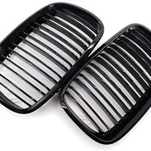 New 2pcs Glossy Black Double Row Kidney Grille Front Bumper Hood Assembly Inserts replacement ABS Plastic Grille for 2007-2013 BMW X5 (E70)