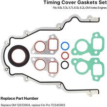 Timing Cover Gasket Set - Compatible with 4.8L 5.3L 5.7L 6.0L 6.2L Chevy Silverado, Suburban, Tahoe, GMC Sierra, Yukon, Savana, Cadillac Escalade - Replace 12633904 TCS45993