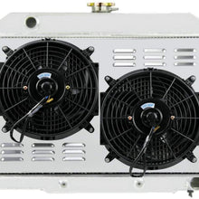 OzCoolingParts 4 Row Core Full Aluminum Radiator + 2 x 12" Fan w/Shroud + Thermostat/Relay Kit for 1970-1985 71 72 73 74 75 76 77 78 79 80 81 82 83 84 Jeep CJ5 CJ6 CJ7 GM Chevy V8 Conversion