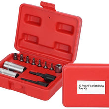 KIMISS Air Conditioning Repair Tool,12pcs Air Conditioning Repair Tool Set 1/4in Valve Cap Removers Core Tamper Proof Bits Car