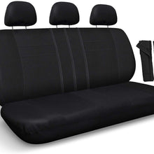 OxGord Back Seat Cover - Poly Cloth Solid Black Rear Bench Universal Fit Car, Truck, SUV, Van - 8 Piece