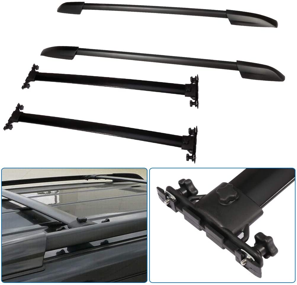 TUPARTS Cross Bars Roof Racks Aluminum Luggage Carrier Racks fit for Toyota Highlander 2008-2013 w/Side Rails - Pack of 4
