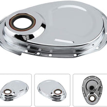 Qiilu Replacement Car Aluminum Alloy Timing Chain Cover Kit Gasket Seal Bolts Fit for Chevy SBC 283 327 305 350 383 400 Engines