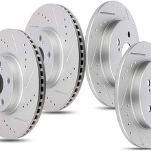 SCITOO Brakes Rotors 4pcs Drilled Slotted Discs fit for 2009-2010 for Pontiac Vibe,2009-2019 for Toyota Corolla,2009-2013 for Toyota Matrix