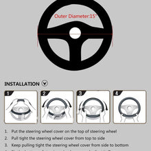 Valleycomfy Steering Wheel Cover Pu Leather Universal 15 Inches, Pathwork Pattern, Breathable, Anti-Slip, Odorless (Brown)