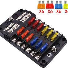 6 way/12 Way Blade Fuse Block Fuse Box Holder Warning Indicator Damp-Proof Cover for Car Boat Marine Truck (Color : Dark Grey)