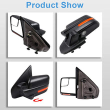 ECCPP Towing Mirrors Replacement fit for 2004-2014 for Ford F150 Truck Rear View Mirrors with Manual Folding Turn Signal Lights Power Heated Back Reflector