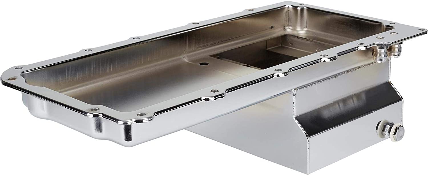 LS Engine Swap Conversion Low Profile Oil Pan, Chrome, 10 AN