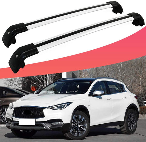SnailAuto Fit for Infiniti QX30 2016-2021 Aluminum Silver Cross Bars - Lockable Roof Rack Rail - Adjustable Baggage Rack (2 pcs)