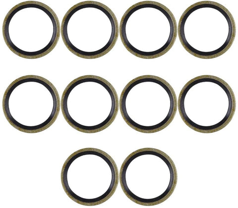 X AUTOHAUX 10pcs M26 Bronze Tone Car Engine Oil Drain Crush Flat Bonded Washer Gaskets