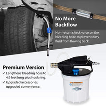 FIRSTINFO Upgraded 2 Liter Pneumatic Vacuum Brake Fluid Bleeder/Extractor/Pump Includes 4.9 ft Long Silicon Bleeding Hose w/Non-Return Check Valve + Oil Stopper Valve