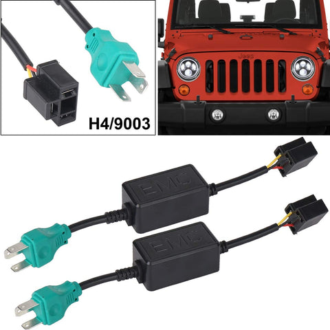 OVOTOR H4 9003 Anti Flicker Harness Canceler Decoder LED Flash Error Free Resistor Wiring Canbus for Harley Davidson Jeep Wrangler JK TJ LED Headlight Systems
