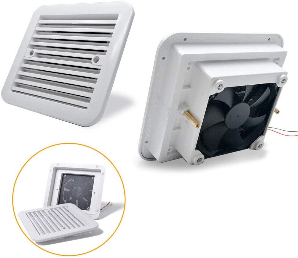 MACHSWON 12V Fan Exhaust Ventilation Grille Dustproof Ventilation White for RV Camper Caravan