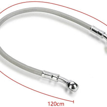 RJJX 120Cm Motorcycle Brake Oil Hose Line Banjo Fitting Stainless Steel Braided (Color : Silver)