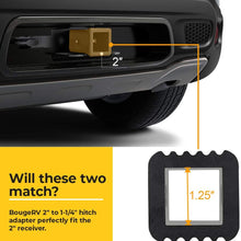 BougeRV 2 inches to 1-1/4 inches Trailer Hitch Adapter 2 inches to 1.25 inches Hitch Adapter Insert Sleeve Receiver Converter for Bike Rack and Cargo Carriers