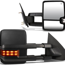 Pair Black Power Heated Amber LED Turn Signal Lights Tow Mirrors Replacement for Silverado Tahoe Sierra Yukon 03-07