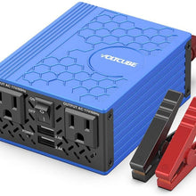 VOLTCUBE 400W Power Inverter 12V DC to 110V AC Converter with 4.8A Dual USB Car Adapter with 2 Independent AC outlets (Blue) (400W-blue)