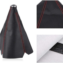 Qiilu Universal Car Manual PU Leather Gear Gaiter Shift Shifter Boot Replacement Red Stitch Gear Gaiter Boot Cover