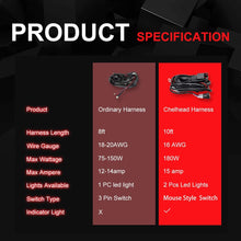 Chelhead 16AWG 10ft Led Light Bar Wiring Harness with 2 Leads12V On Off Rocker Switch Power 40A Relay Blade Fuse for Jeep Truck ATV UTV Off Road Lights