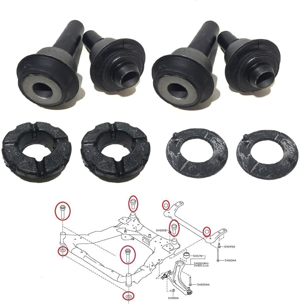 NISTO 4 Engine Cradle Front Subframe Bushing 4 Stopper Rubber for 2007-2018 ON Nissan Rogue X-Trail
