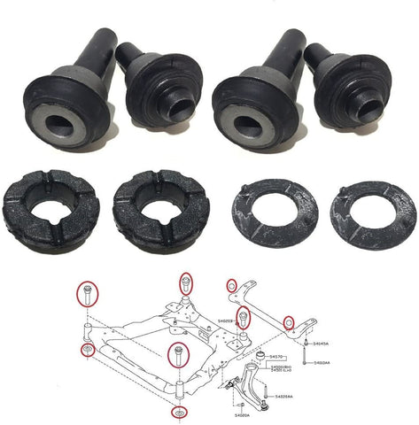 NISTO 4 Engine Cradle Front Subframe Bushing 4 Stopper Rubber for 2007-2018 ON Nissan Rogue X-Trail