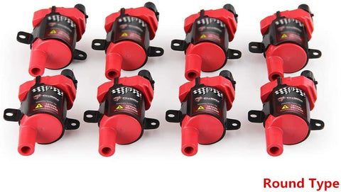8 PCS CarBole D585 ROUND Ignition Coils Pack for Chevy GMC Buick Hummer Isuzu Cadillac 4.8L 5.3L 6.0L 8.1L V8 Compatible with UF262 C1251 C1512