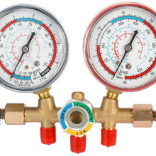Refrigerant Manifold Gauge Set, KKmoon Refrigerant Manifold Gauge Set Air Conditioning Tools with Hose and Hook for R12 R22 R404A R134A