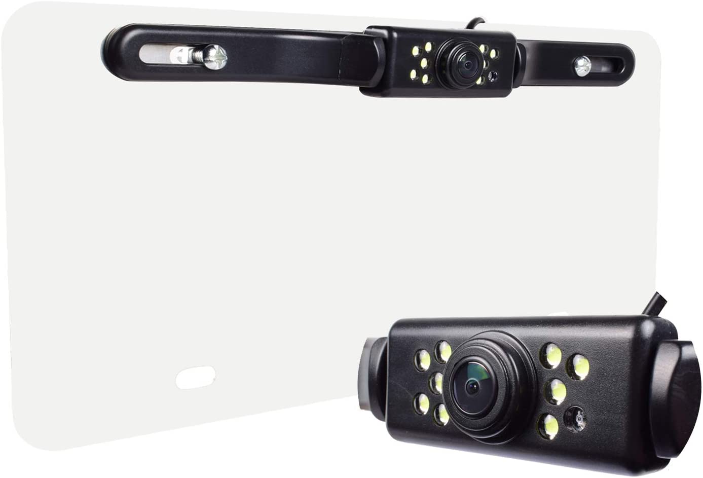 Aesetek Car Backup Camera License Plate Universal Rear View Reversing Camera 170° Wide Angle 9 LED Light Clear Night Vision fit All Cars with RCA Connector