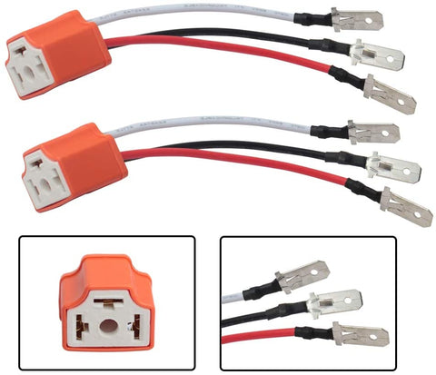 BLIAUTO H4 Scoket, H4 Wiring Harness, 4x6 5x7 7x6 Led Headlights H4 9003 HB2 Wiring Harness, H4 9003 HB2 Harness H4 to 3 Pin Adapter H4 Headlight Harness, Fix Un-standard H4 Plug Pins(2PCS)