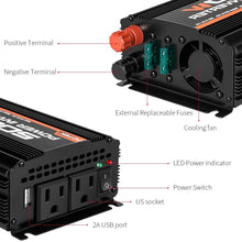 POTEK 500W Power Inverter/Car Inverter DC 12V to AC 110V Dual AC Charging Port and 2A USB Ports for Laptop, Smart Phone