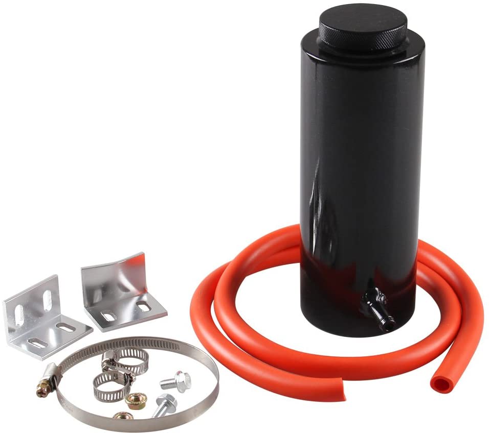 DEMOTOR PERFORMANCE Universal Radiator Coolant Aluminum Catch Tank Overflow Reservoir Black 800ml
