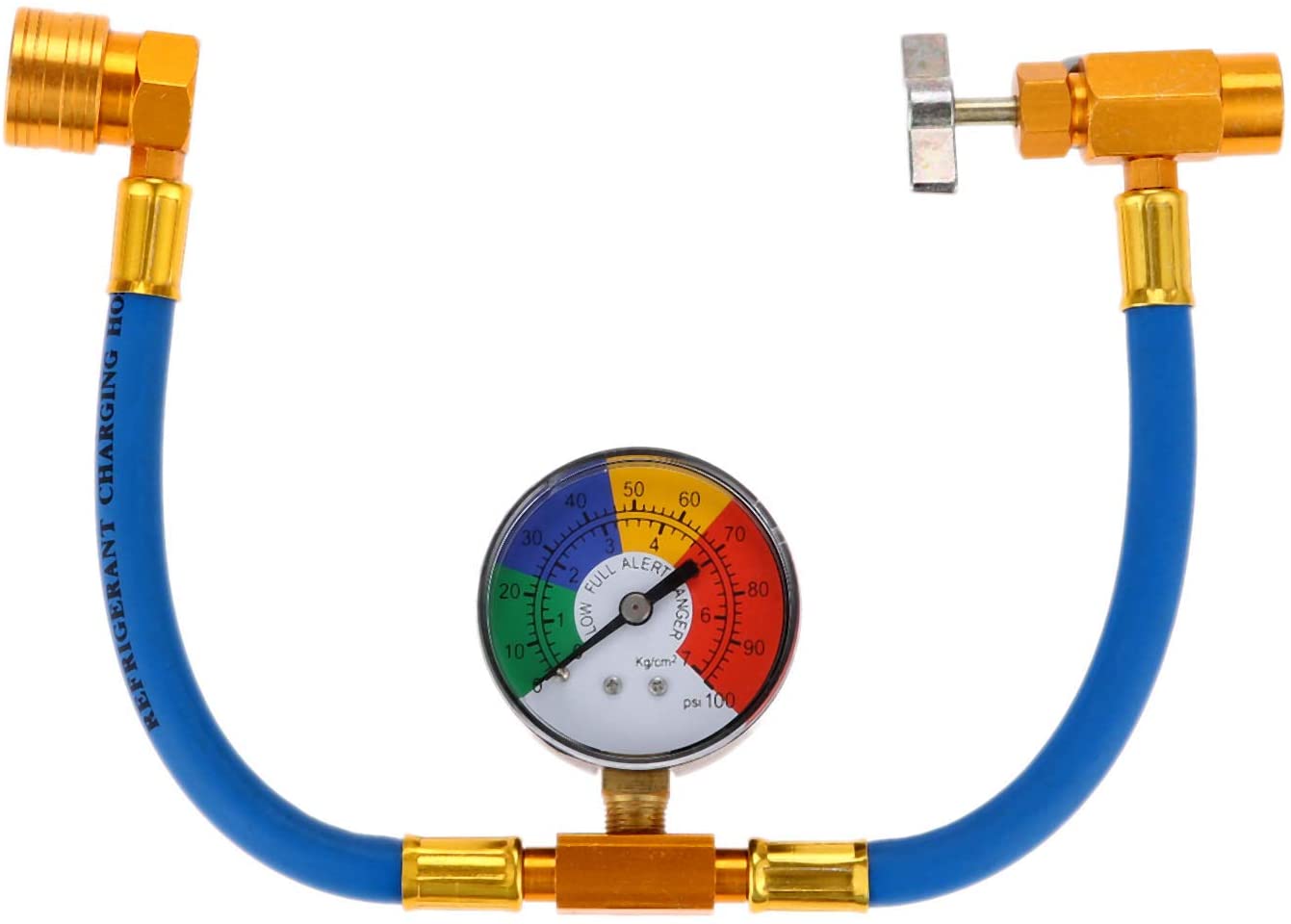 Aupoko R134A AC Refrigerant Charge Hose, 1/2’’ Acme Can Opener Tap Dispensing Valve, and Recharge Hose with Pressure Gauge, Fits for Car AC Air Conditioning Refrigerant